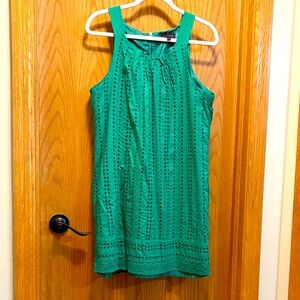 Isabel & Nina Emerald Green Sleeveless Eyelet Dress